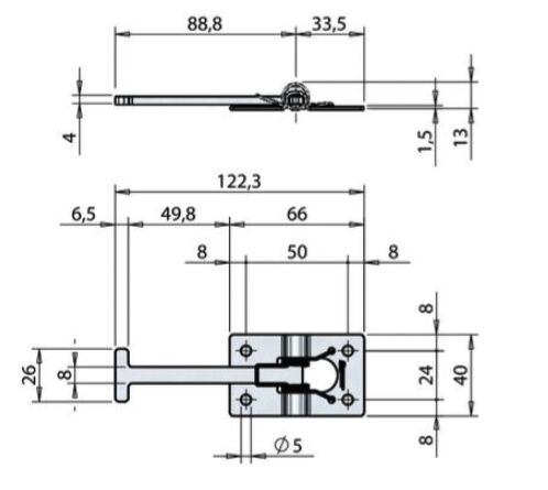 Pommier deurhaak 89 mm - voor houder 1332363 - RVS