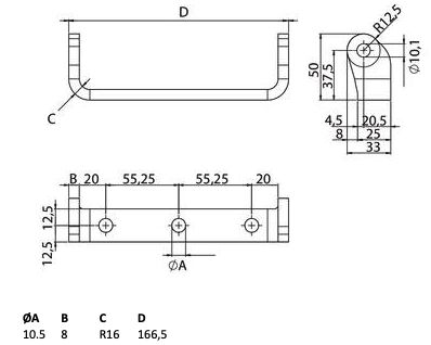 Pommier scharnierbok - schroef/las model - voor type HK scharnier - RVS