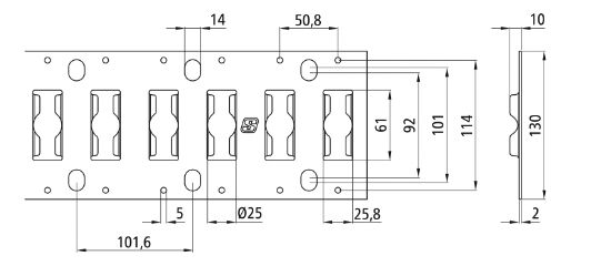 Rhiwa Quality combi ankerrail - gat Ø 25 mm - 3048 mm - inbouw