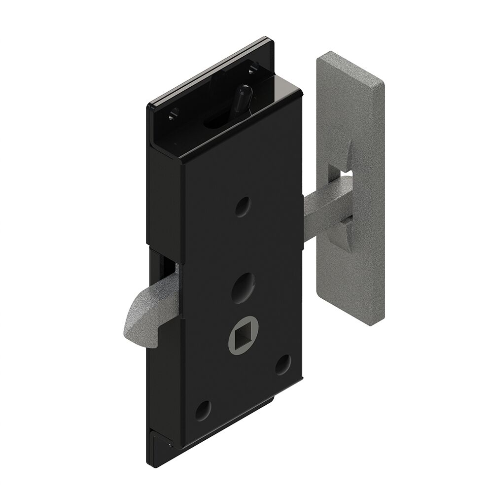 Rhiwa Quality sliding door lock - right with blocking and flange - black EPD