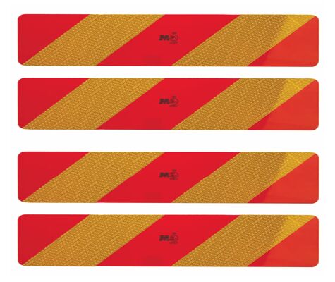 Rhiwa Quality achter markeringssticker set - gestreept - 566 x 132 mm - 2x links/2x rechts