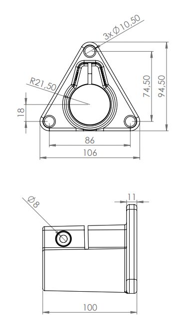 Rhiwa Quality mounting tube support bracket - for tube Ø 42 mm - screw model - zinc-plated