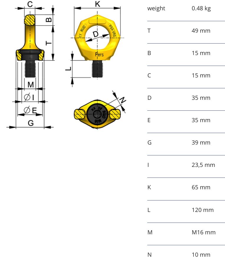 RUD PSA starpoint PSA-VRS M12 - max length L=120 mm