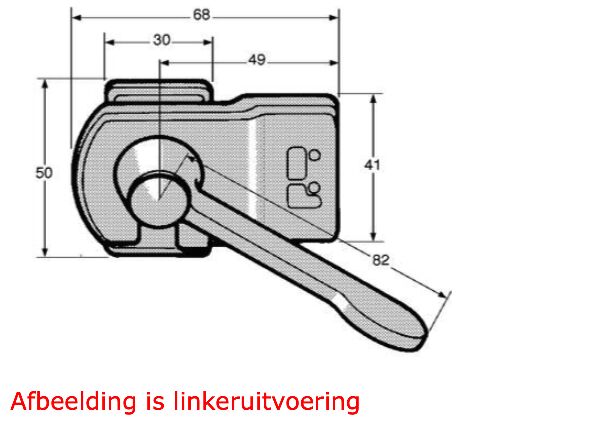 Pommier overvalsluiting - 68 x 41 mm - rechts - blank staal