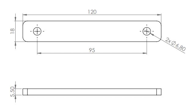 Rhiwa Quality onderbordscharnier inlegstrip - HoH 95 mm - M8 - verzinkt