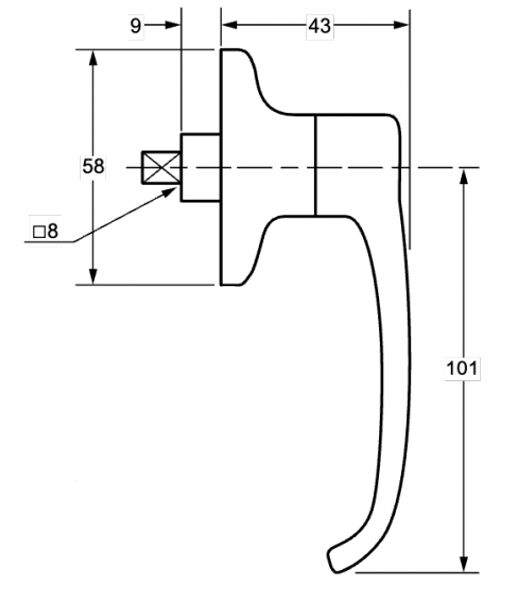 Rhiwa Quality portierkruk - as 145 mm - afsluitbaar - verchroomd
