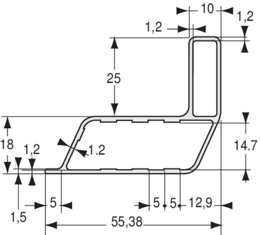 Pommier shelf 4250 mm - front - anodised aluminum