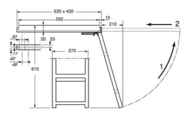 Pommier pull out ladder - 2 steps - 635 x 430 mm (LxW) - zinc-plated