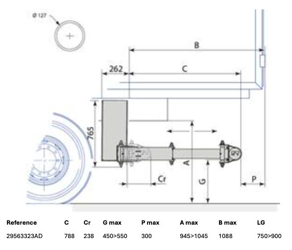 Pommier pare-chocs E-XPAND P33A - rétractable horizontal électrique + capteur - 788 mm - R58-03