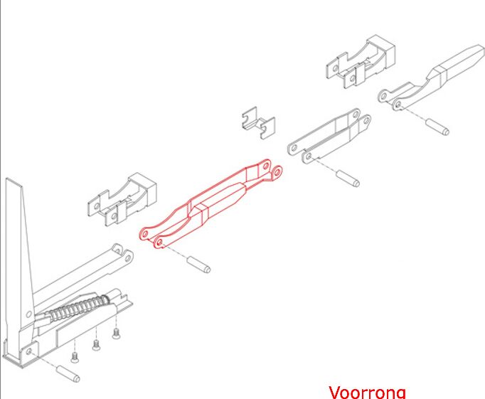 Kinnegrip K20 grendel groot - rechts - voor sluiting K20 rong - voor vergrendeling onderaan