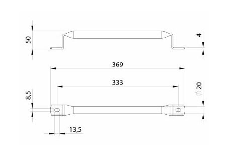 Pommier handle external - length 333 mm - stainless steel