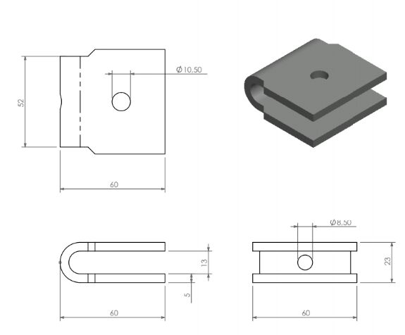 Pommier handgreep verbinding - voor sluiting Ø 27mm - verzinkt