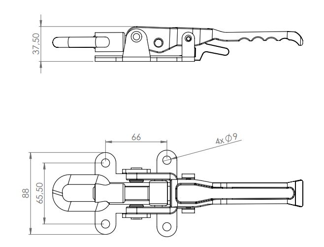 Rhiwa Quality eccentric lock - 250 x 60 mm - bolt-on - excl. hook - zinc-plated