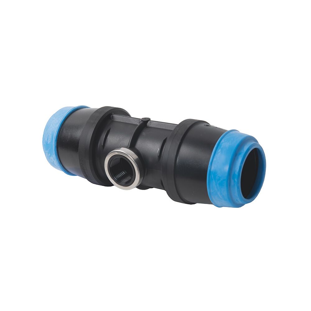 Hawle reducing T-fitting ISO2 6521 63-1''-63 2x PE+PVC/Female TC