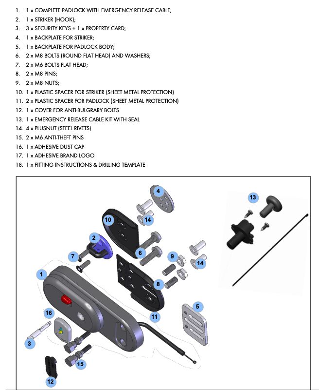 GATELOCK Van Medium Plus - slam/deadlock - set of 3 locks