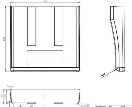 Parlok vertical mudguard 680 x 670 mm (WxH) - HDPE