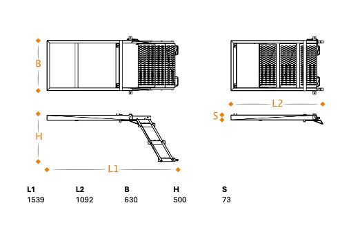 Takler trap uittrekbaar - 2 treden - 1092 x 630 mm (LxB) - volbad verzinkt