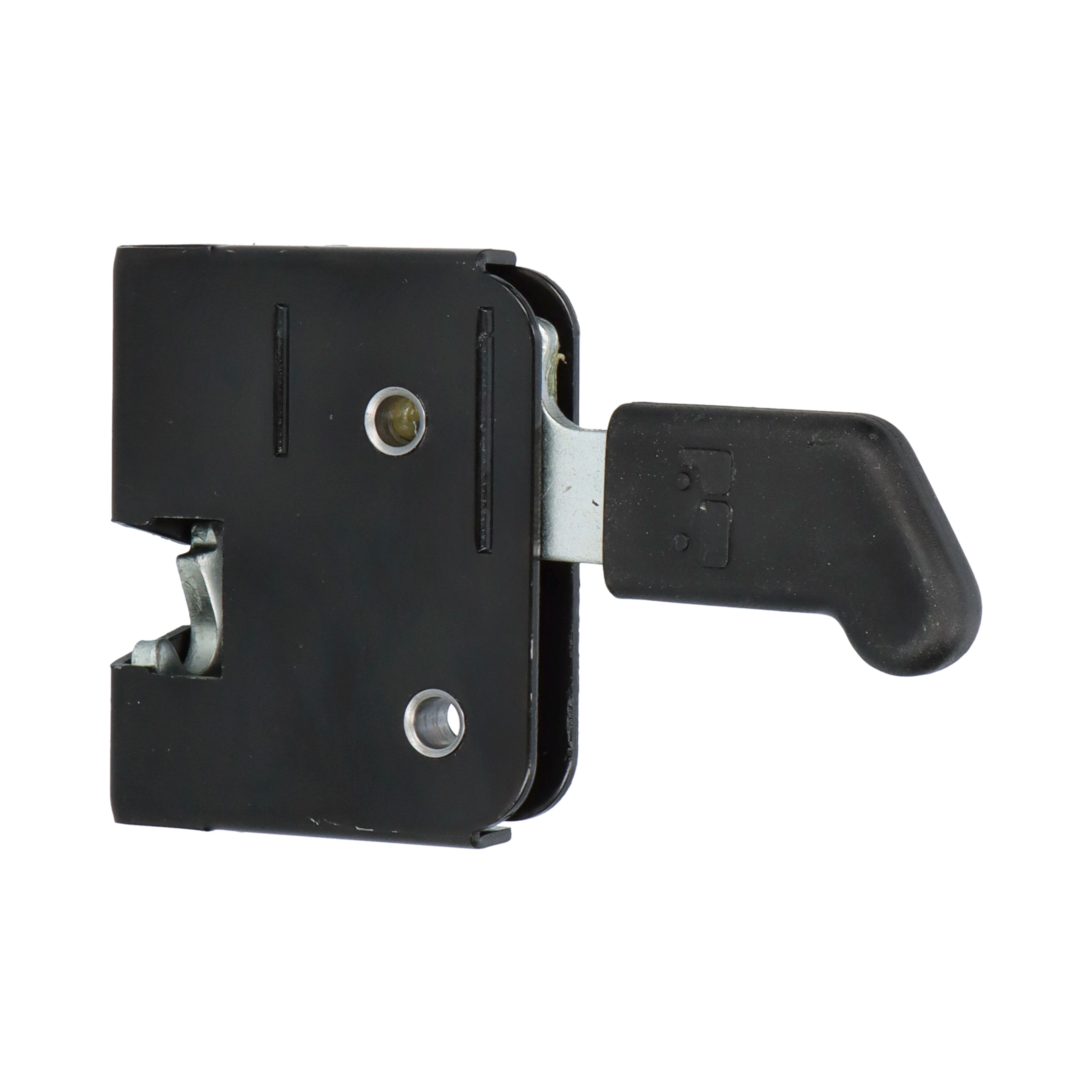 Pommier car door lock - 74 x 69 mm - right - with handle - black coated steel