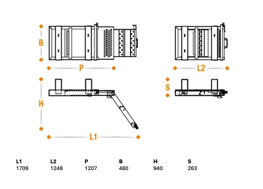 Takler trap uittrekbaar - 3 treden - 1248 x 480 x 263 mm (LxBxH) - met plateau