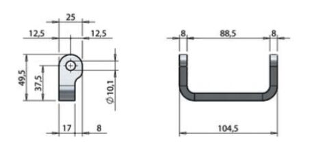 Pommier scharnierbok - las model - voor scharnierbreedte 88 mm - RVS