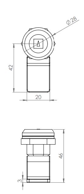 Rhiwa Quality lock with lip - square connection 7 mm - internal
