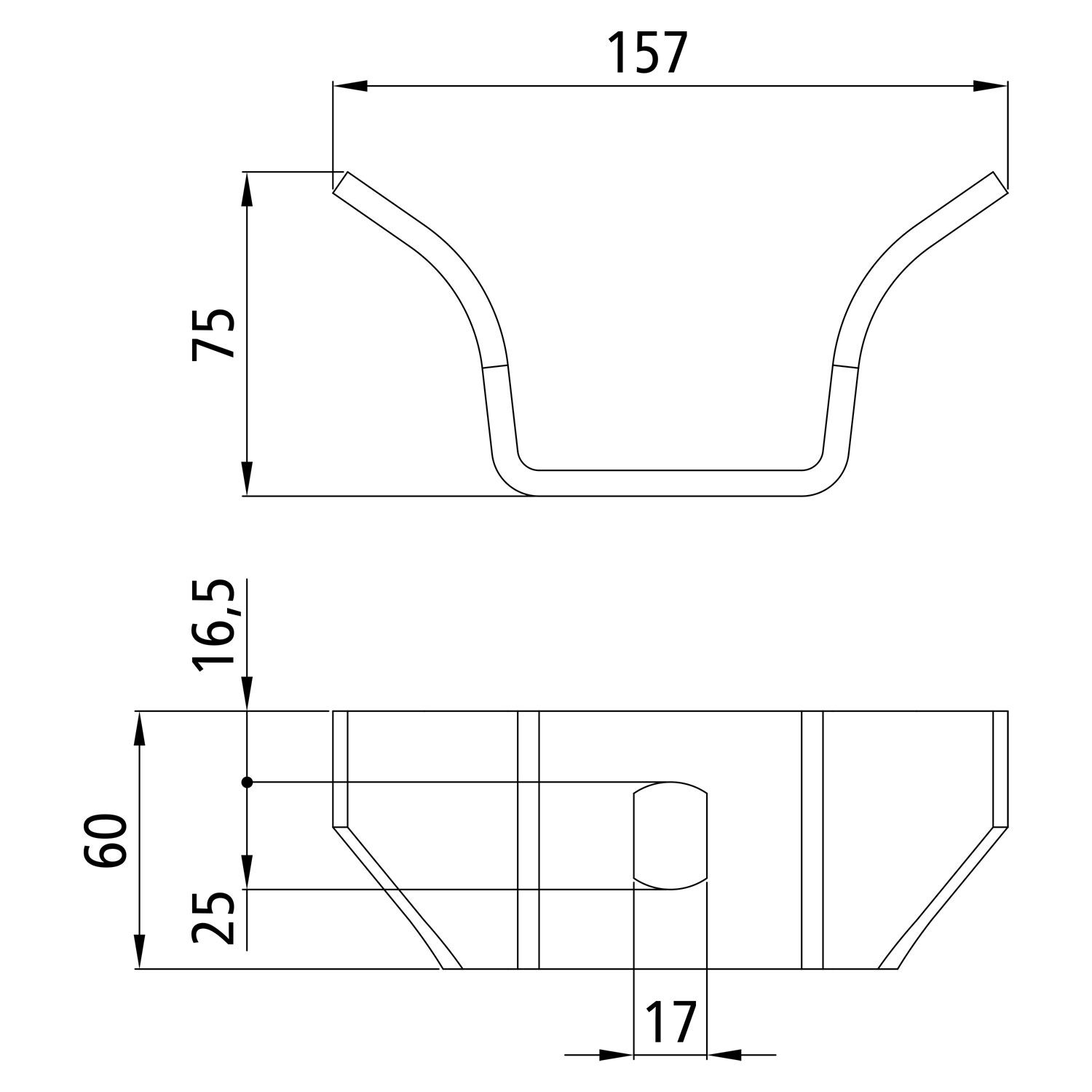 Rhiwa Quality chassis bracket 157 x 60 x 75 mm - plain steel