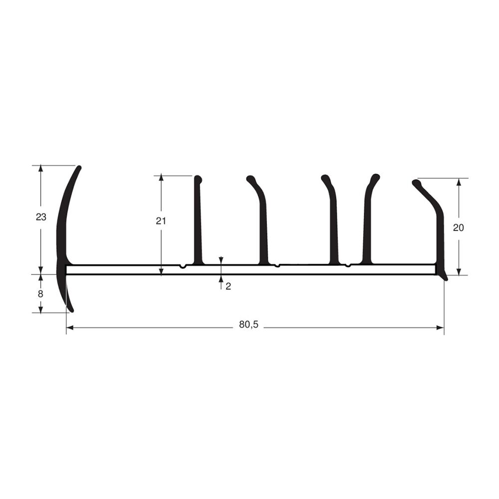 Pommier container door profile 80 mm - black - 2,7 meter