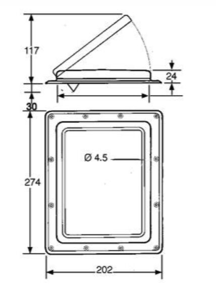 Pommier roof hatch 274 x 202 mm - zinc plated steel