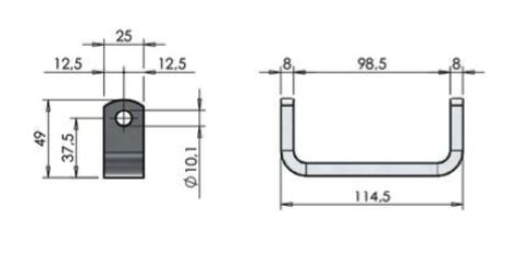 Pommier scharnierbok - las model - voor scharnierbreedte 98 mm - RVS