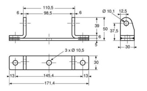 Pommier hinge trestle - bolt-on - for hinge plate width 98 mm - stainless steel