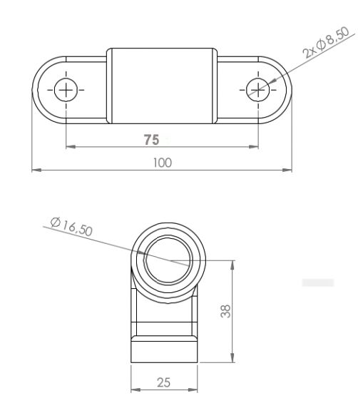 Rhiwa Quality onderbordscharnier houder 100 x 25 mm - verzinkt
