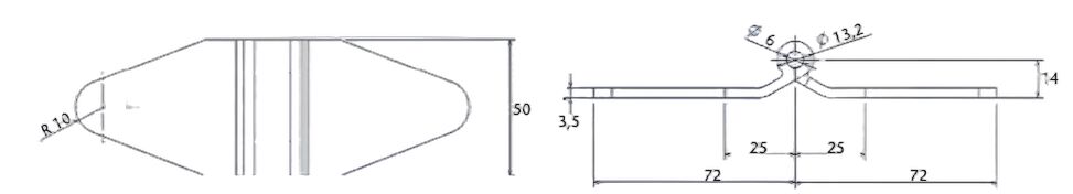 Rhiwa Quality side door hinge butterfly - 144 x 50 mm - knot 20 mm  - zinc-plated