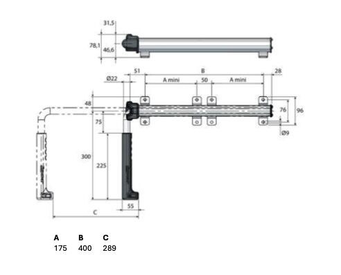 Pommier bloque-porte – 400 mm – extensible – aluminium étanche