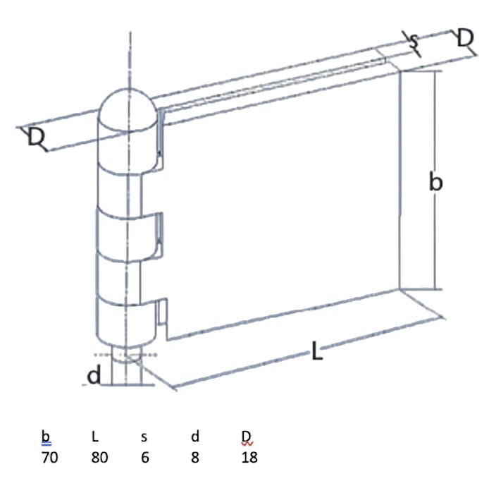 Rhiwa Quality charnière de porte 70 x 80 x 6 mm (LxlxÉ) - axe Ø 8 mm - acier