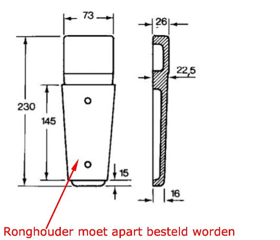 Pommier konische rong - 270 x 91 mm (LxB) - staal