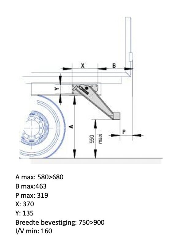 Pommier bumper BA - elevating - short support arms - steel square beam - R58-02