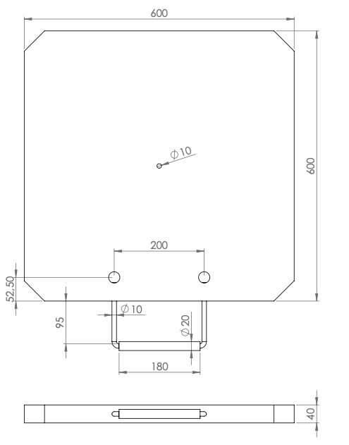 Rhiwa Quality outrigger pad 600 x 600 x 40mm - with beveled corners