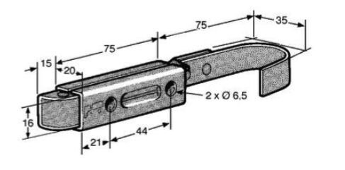 Pommier draw latch with hook - zinc-plated