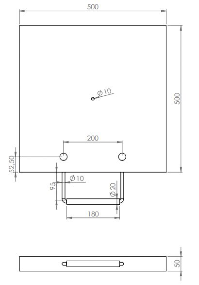 Rhiwa Quality outrigger pad 500 x 500 x 50 mm