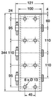 Pommier but-roll housing - for 3 rolls of 80 mm - vERTical