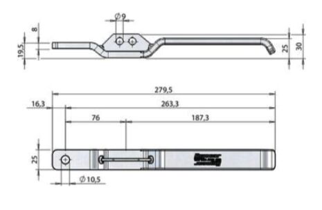 Pommier poignée droite - pour fermeture Ø 16 et Ø 22 mm - plus inoxydable