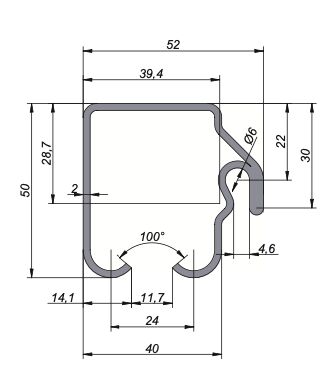 Rhiwa Quality dakrail met kraal - 50 x 40 x 7800 mm - gegalvaniseerd