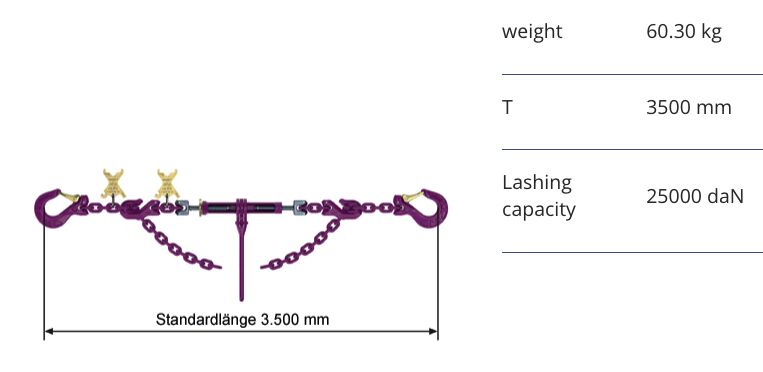 RUD ICE-Lashing chain Classic VSK-16 - 25000 daN - with ratchet tensioner