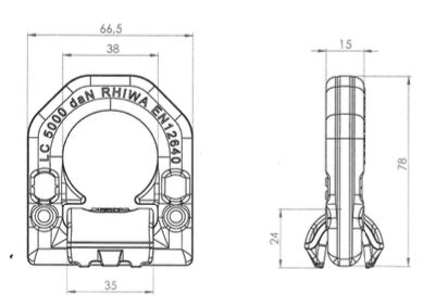 Rhiwa lashing eye set 5 tonnes - weld-on model - zinc-plated