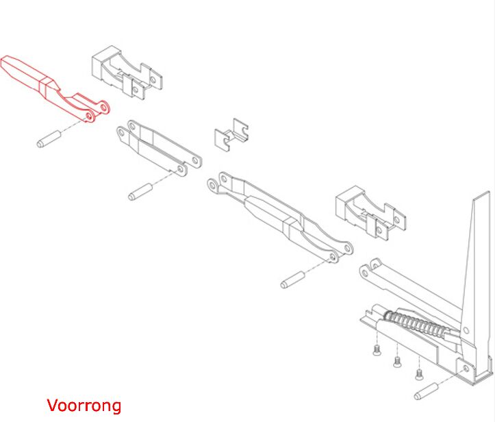 Kinnegrip K20 grendel klein - links - voor sluiting K20 rong - voor vergrendeling bovenaan