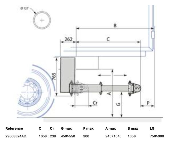 Pommier pare-chocs E-XPAND P33A - rétractable horizontal électrique + capteur - 1058 mm - R58-03