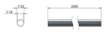 Pommier tube Ø 22 mm - longueur 2500 mm - poly et acide inoxydable