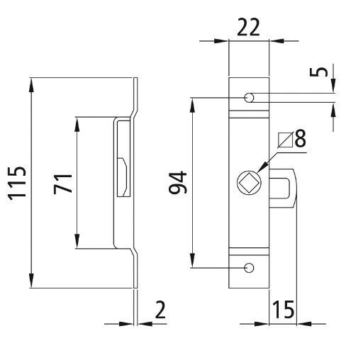 Rhiwa Quality bandenbakslot - 22 x 115 mm - RVS
