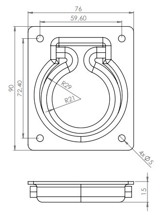 Rhiwa Quality hatch ring 90 x 76 mm - zinc-plated
