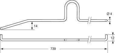 Pommier tige - 739 mm de long - droite - pour fermeture à la porte - plus inoxydable